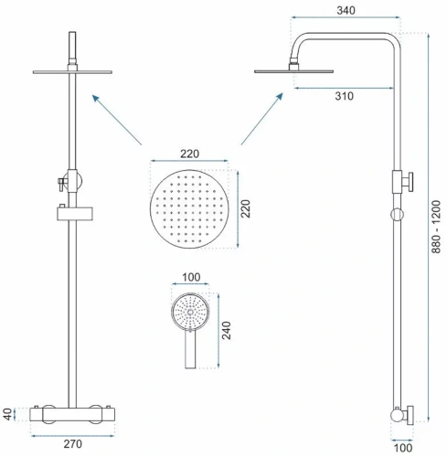 Душевая система Rea Parot gold matt P2323
