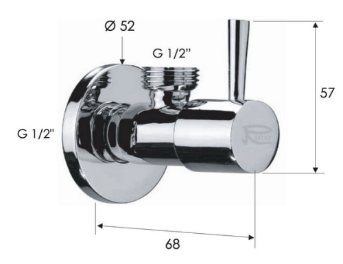 Запорный вентиль 1/2*1/2 Remer 128L1212BG, золото брашированное