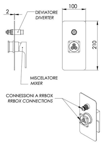 Смеситель для душа Remer Absolute AU09KBDO, золото глянцевое
