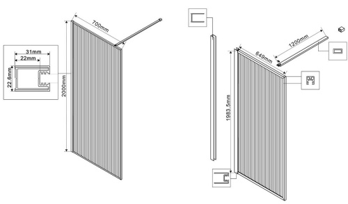 Душевая стенка Vincea Walk-In VSW-1HP700FLB