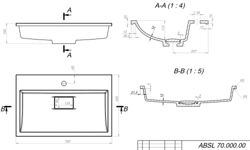Умывальник Versalia Absolute 70 black