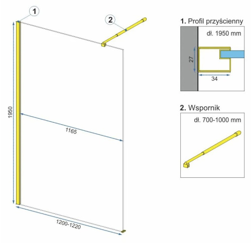 Душевая стенка Rea Aero Ombre white 120x195 K2466