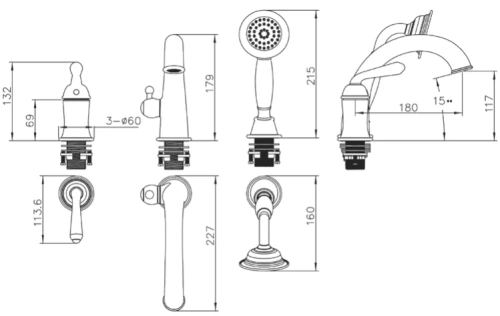Смеситель для ванны Vivi Felice 0555 CROMO