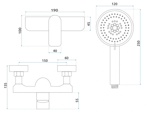 Смеситель для душа Rea Dart Chrome B3303