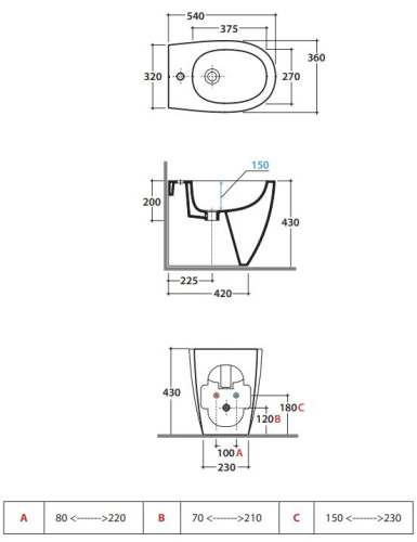 Биде напольное Globo 4all MD011BI