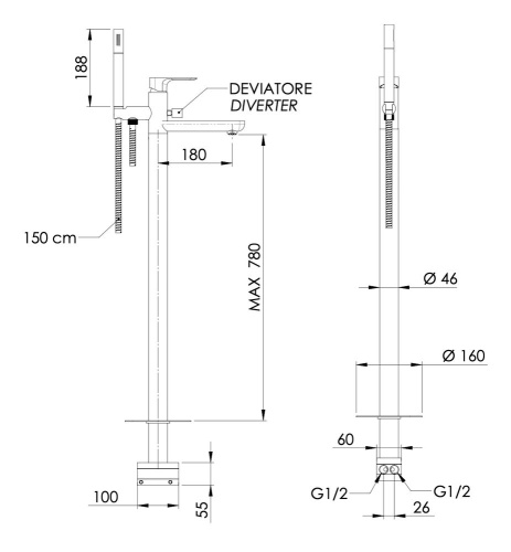 Смеситель для ванны Daniel Tiara TA678CR
