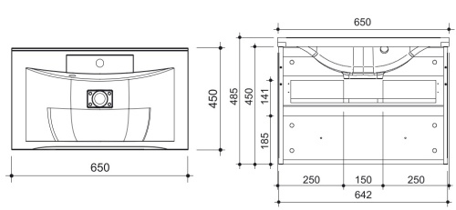 Тумба подвесная Caprigo Accord 65 2219-SF025