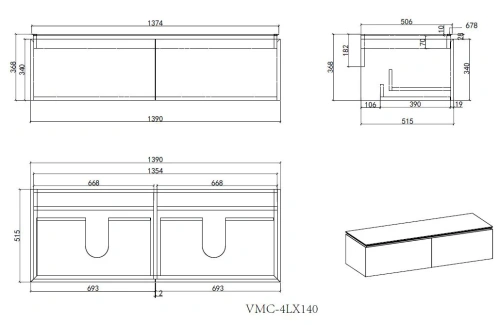 Тумба подвесная Vincea Luxe VMC-4LX140WN натуральный орех