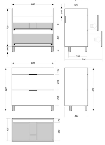 Тумба напольная Vela Каскад Чикаго 80Н бетон матовый TU27089