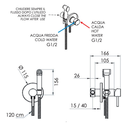 Гигиенический душ Remer X Style X65WXV, сталь