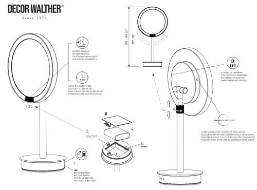 Зеркало косметическое с подсветкой 5X увеличение Decor Walther JUST LOOK PLUS SR 0125400