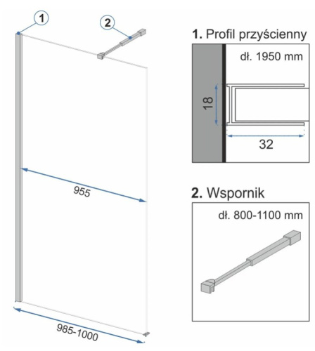Душевая стенка Rea Aero Ombre Black 100x195 K2460