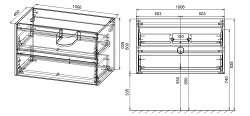 Тумба подвесная Vincea Gio VMC-2G100CO C.Oak