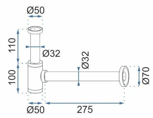 Сифон с донным клапаном клик-клаком универсальным Rea Brush Nikiel A4400 