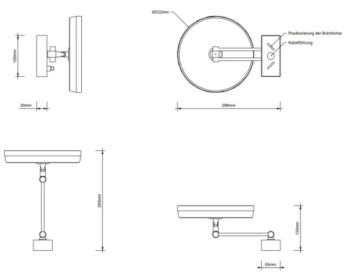 Зеркало косметическое с подсветкой 5X увеличение Decor Walther BS 36/V 0122220