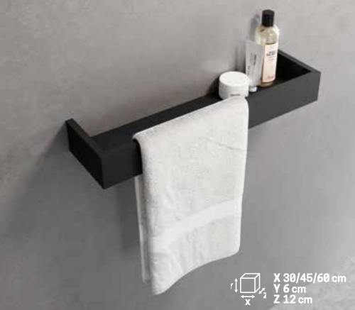 Полка с полотенцедержателем 45 см Novellini Frame R90AKFMPS45-B