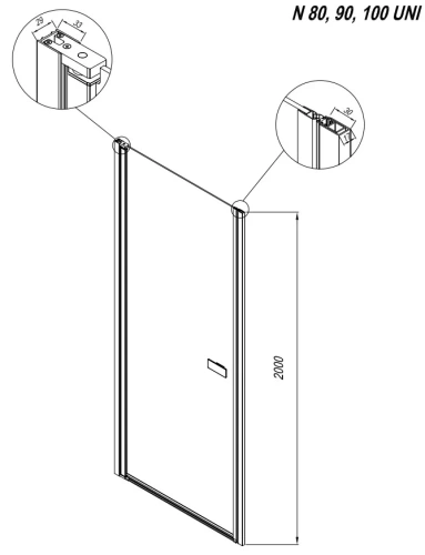 Душевая дверь Kolpa-San Andromeda N 80 black transparent 516750