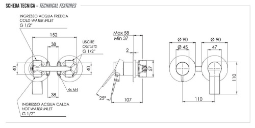 Смеситель для душа Remer Slash SL92ZPNO, черный матовый