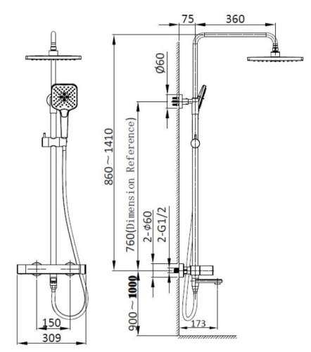 Душевая система Vincea Cube VSFS-1C1GM