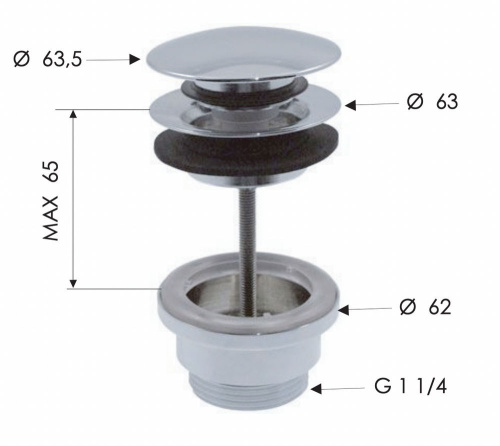 Донный клапан универсальный 1”1/4 Remer 905CCR114BG, золото брашированное