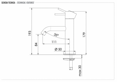 Смеситель для раковины Remer X Style INOX SSX12, нержавеющая сталь