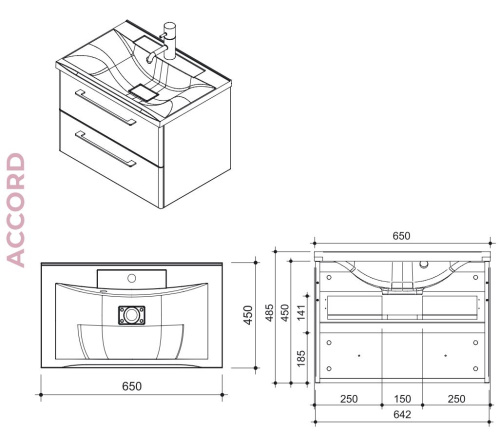 Тумба подвесная Caprigo Accord 65 2219-SF019