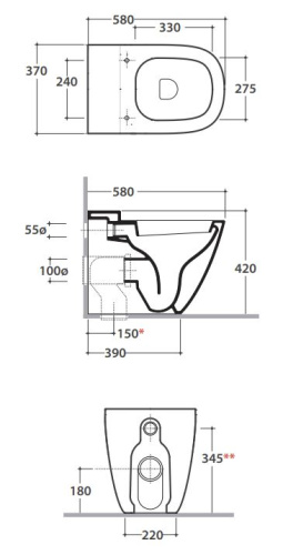 Унитаз приставной Globo Stockholm LA001BI