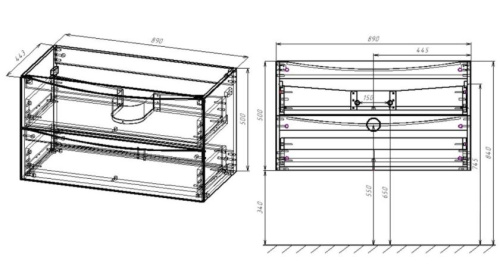 Тумба подвесная Vincea Mia 900 R.Wood VMC-2MA900RW