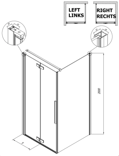 Душевая дверь Kolpa-San Polaris Fold D 80-L black transparent 516240