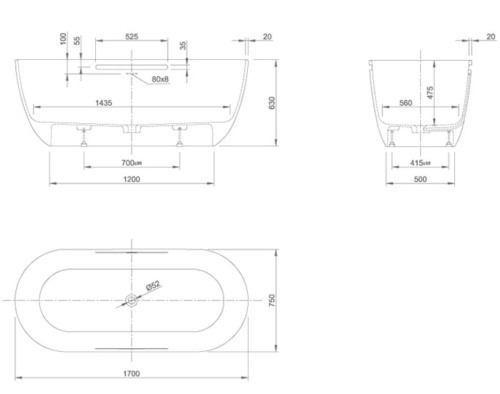 Ванна отдельностоящая Knief K.Stone Lotus 0600-609-01