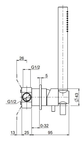 Смеситель для душа QuadroDesign Source/Ottavo 1368.00AS