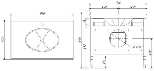Тумба напольная Caprigo Albion 90 10323-B023