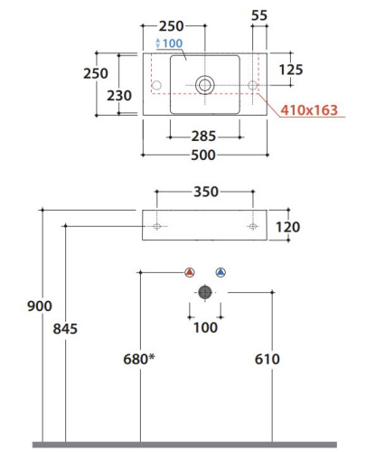 Умывальник Globo T-edge B6R52BI