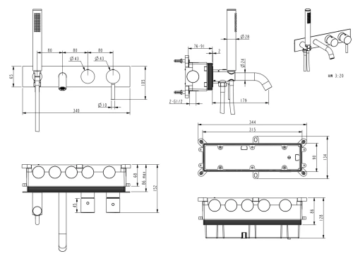 Смеситель для ванны Nemo Round NM-2353BG brush gold