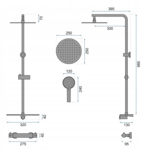 Душевая система Rea Mike Black P0550