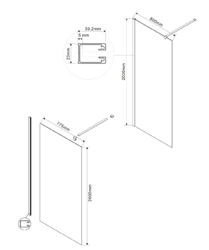 Душевая стенка Vincea Walk-In VSW-1H800CLBN