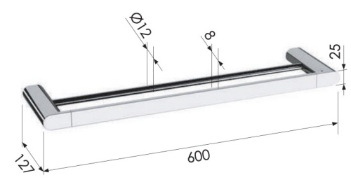 Полотенцедержатель двойной 60 см Remer Lounge LN33NPO, никель матовый брашированный