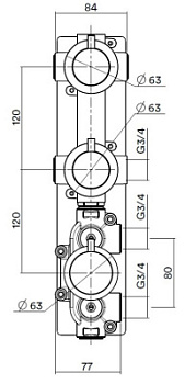 Встраиваемая часть термостатического смесителя QuadroDesign IN049
