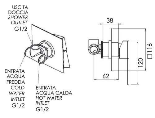 Смеситель для душа Remer Qubika Q30