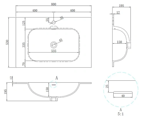Раковина Vincea Elise VCB-4EL800MW