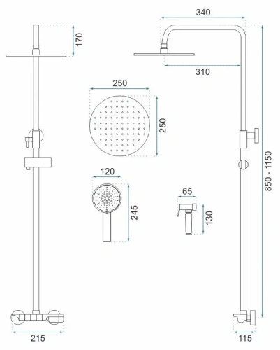 Душевая система Rea Max gold P6617
