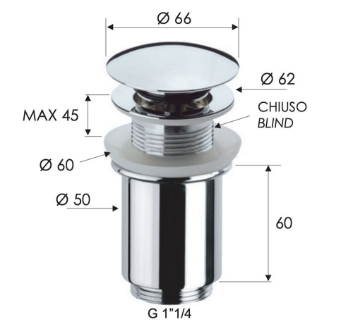 Донный клапан без перелива 1”1/4 Remer 904CC114NO, черный матовый