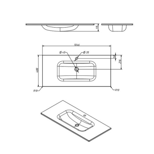 Умывальник Caprigo Milano 105 GC18R 14314