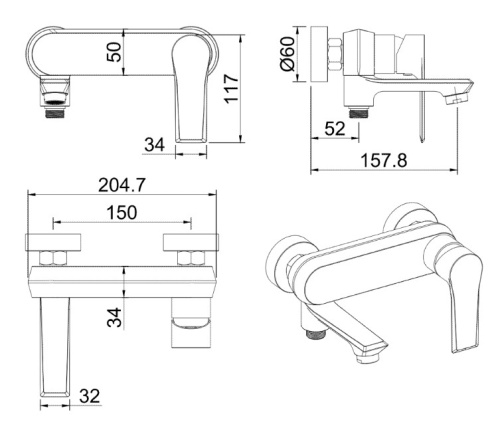Смеситель для ванны Vivi Felice 8040 G Gun Metal