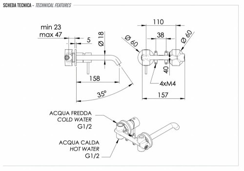 Смеситель для раковины Remer X Style INOX SSX15P, нержавеющая сталь