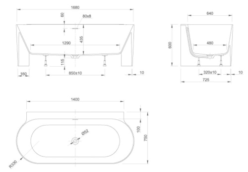 Ванна Knief K.Stone Coast 0600-710-01