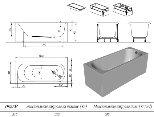 Ванна акриловая Kolpa-San Betty 170x70