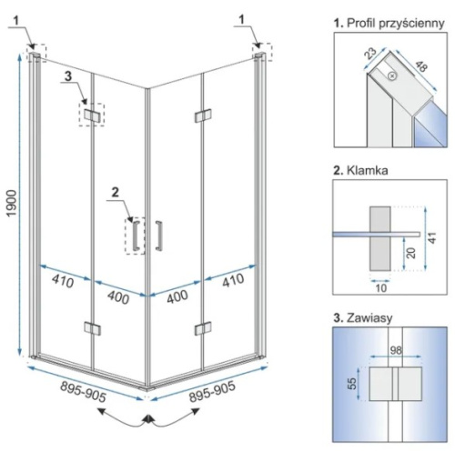 Душевой уголок Rea Fold N2 90x90 K9991