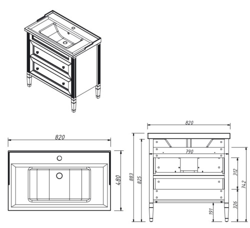 Тумба напольная Caprigo Albion Concept 80 34015-SF04