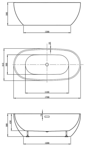 Ванна акриловая Vincea VBT-408-1700